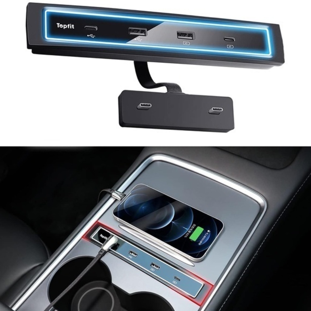 Topfit for Tesla 2021 + USB LED Hub Docking Station Smart Model 3 / Y